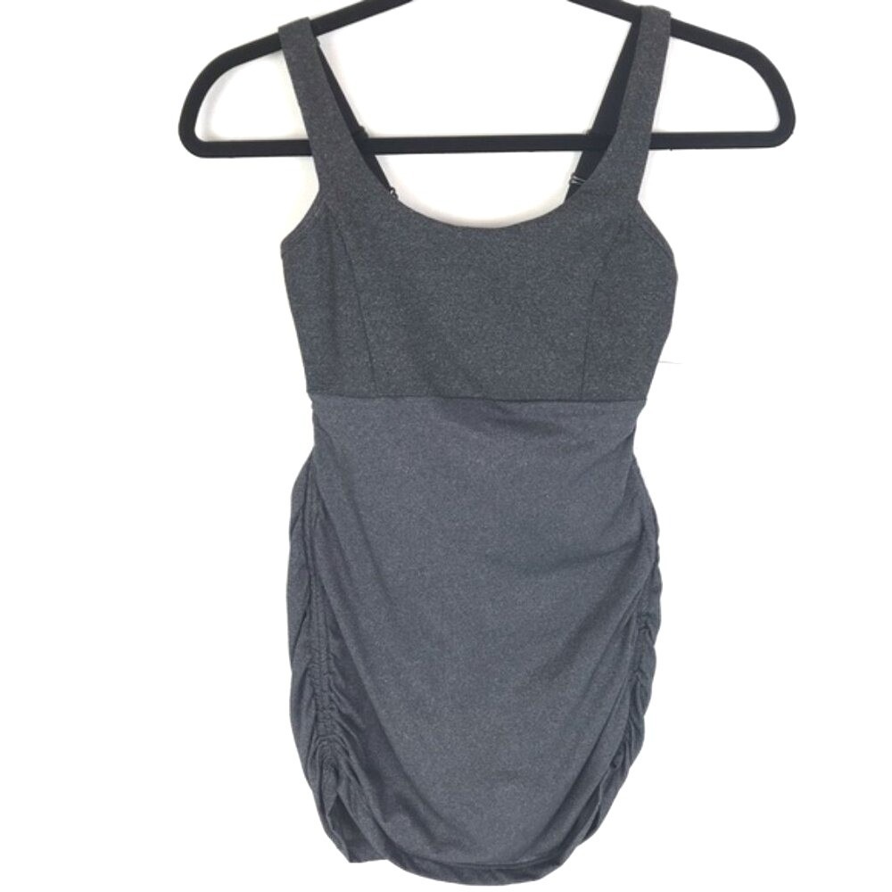 Anthropologie Beyond Yoga Ruched Athleisure Tank Top Heather Grey XS Pilates Gym